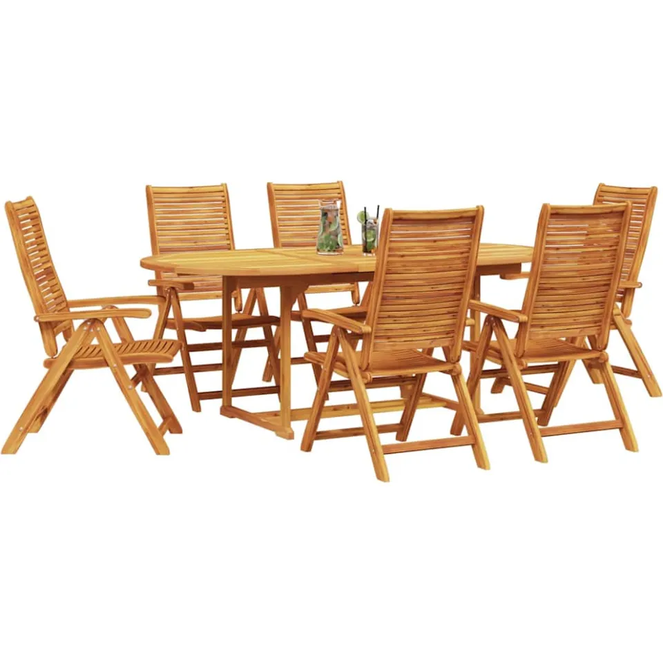 vidaXL Tuin eettafelset 7 st Bruin Massief Acaciahout