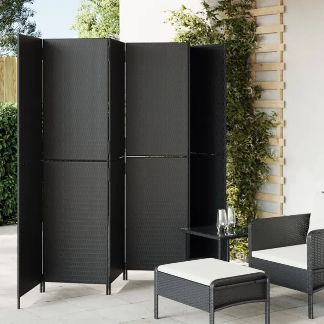 vidaXL Kamerscherm 6 panelen poly rattan zwart, foto 2