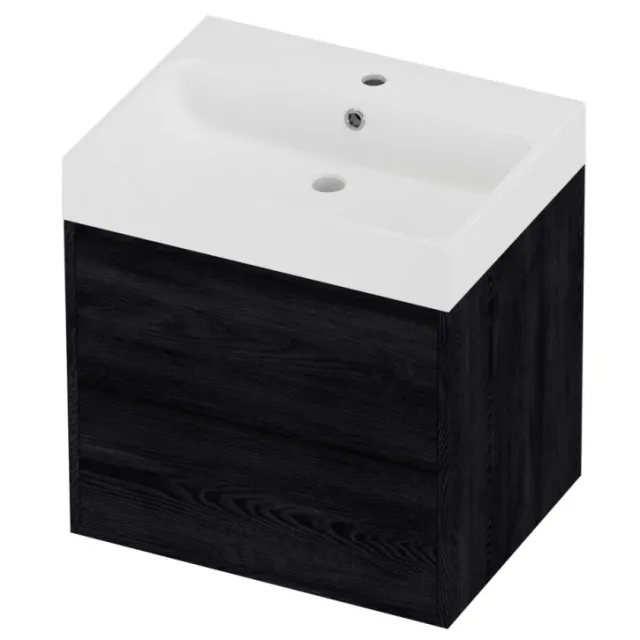 Proline Podium Badmeubelset Polystone Loft 1 Kraangat Greeploos 60x46x62 cm Mat White Black Oak Eiken