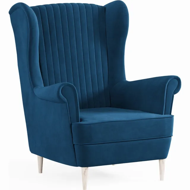 AJE Meubles B.V. Ohrensessel, fauteuil van fluweel, stoel, zitmeubel, gestoffeerde fauteuil, relaxfauteuil - Fauteuil Comfy - Blauw (Manila 25)
