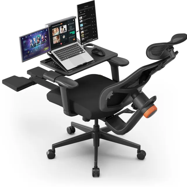 Newtral Ergonomische Bureaustoel met Afneembaar Bureau -Adaptieve Lendensteun - 4D-verstelbare Armleuningen- 96°-136° Kantelfunctie - Hoofdsteun- Verstelling van de zitdiepte zwart