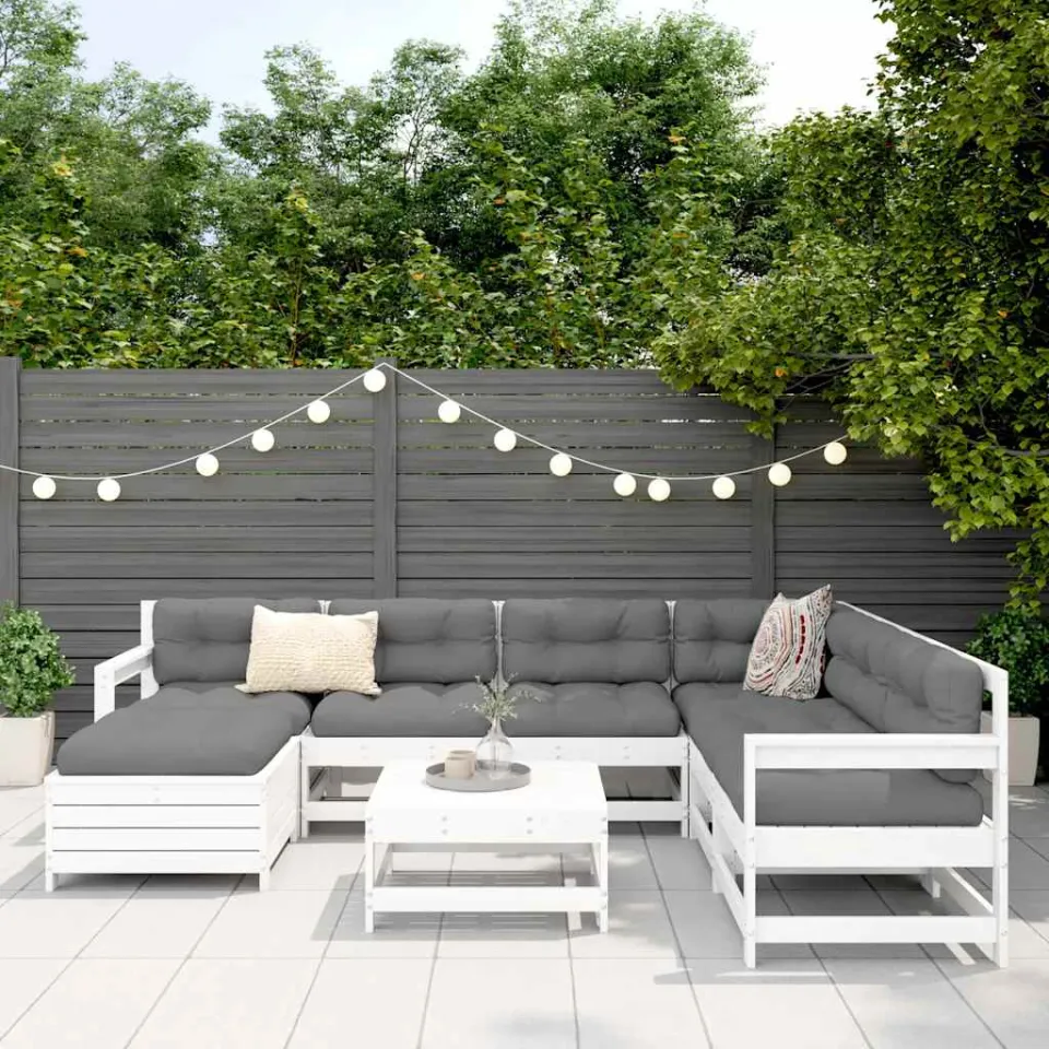 vidaXL 8-delige Loungeset massief grenenhout wit, foto 3
