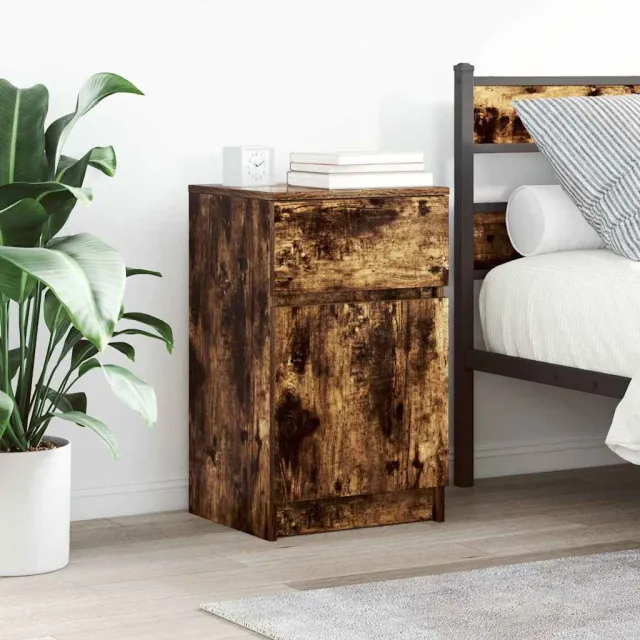 vidaXL Nachtkastje 39x35x65 cm bewerkt hout gerookt eikenkleurig, foto 2
