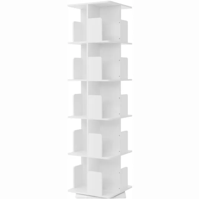 ml-design draaibare kinderboekenrek 5 niveaus 20 vakken wit vrijstaand speelgoed opbergruimte 360 graden rond draaiend decoratief meubel kinderkamer woonkamer kantoor speelkamer montessori boekenrek kinderboekenkast opbergmeubel