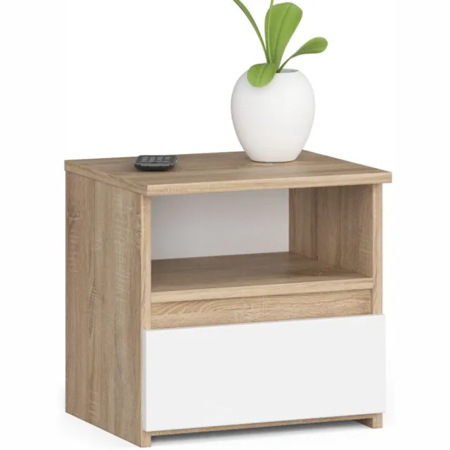 Akord Nachtkastje CL1 met 1 Lade / AKORD Furniture Factory / Sonoma Eik - Wit / 40 x 40 x 35 cm Sonoma eik|Wit