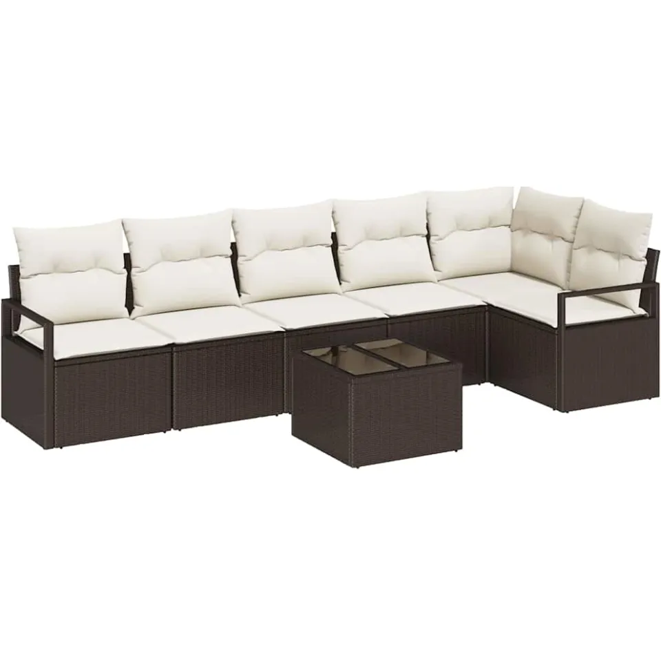 vidaXL Bankstel 7 st Bruin poly rattan