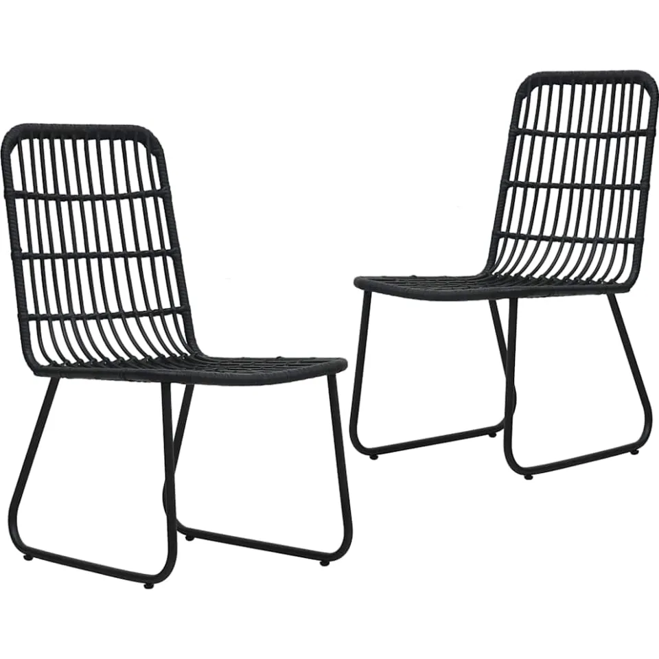 vidaXL 3-delige Tuinset poly rattan en glas Zwart
