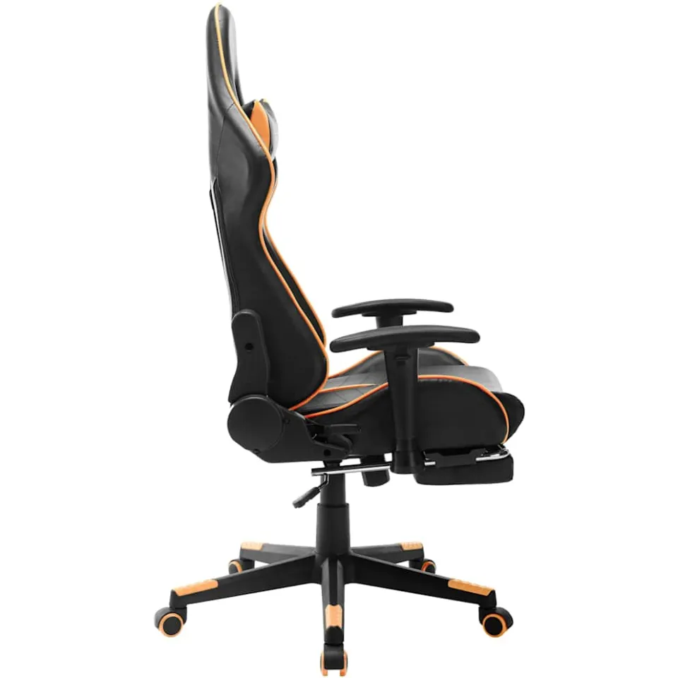 vidaXL Gamestoel met voetensteun kunstleer zwart en oranje, foto 3