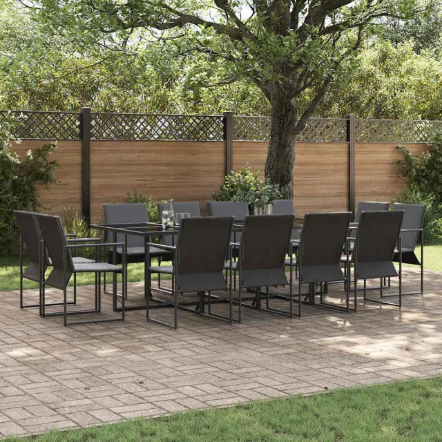 vidaXL Tuin eettafelset 13 st Zwart Staal, foto 2