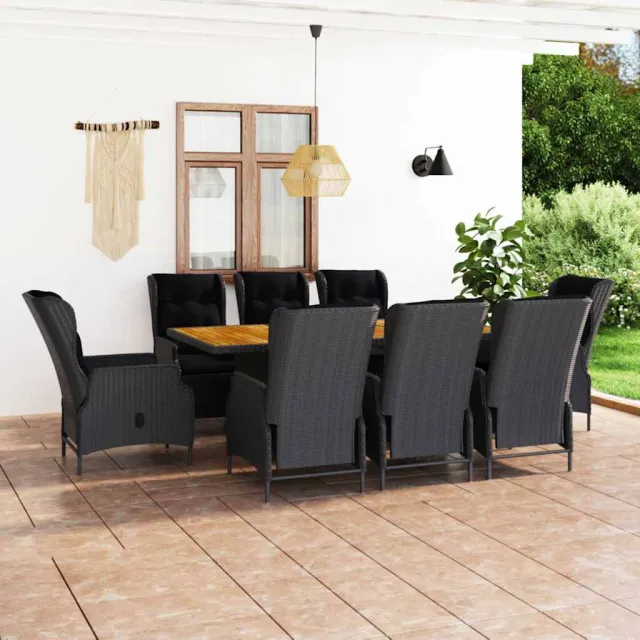 vidaXL 9-delige Tuinset met kussens poly rattan donkergrijs grijs, foto 2