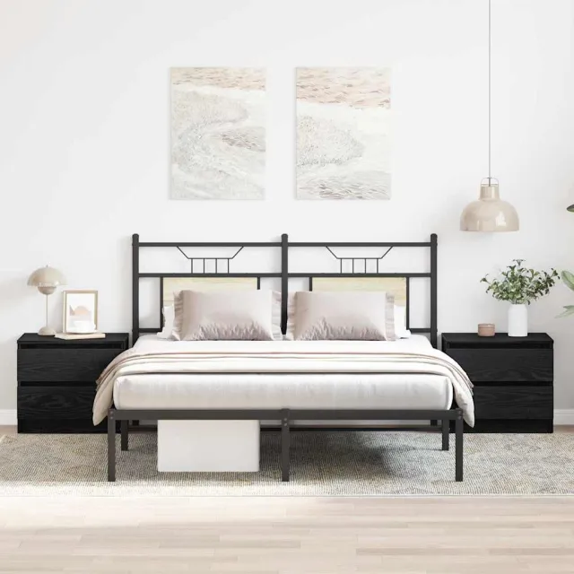 vidaXL Nachtkastje 2 st Zwart Eiken 50 x 40 x 43,5 cm Bewerkt hout, foto 2