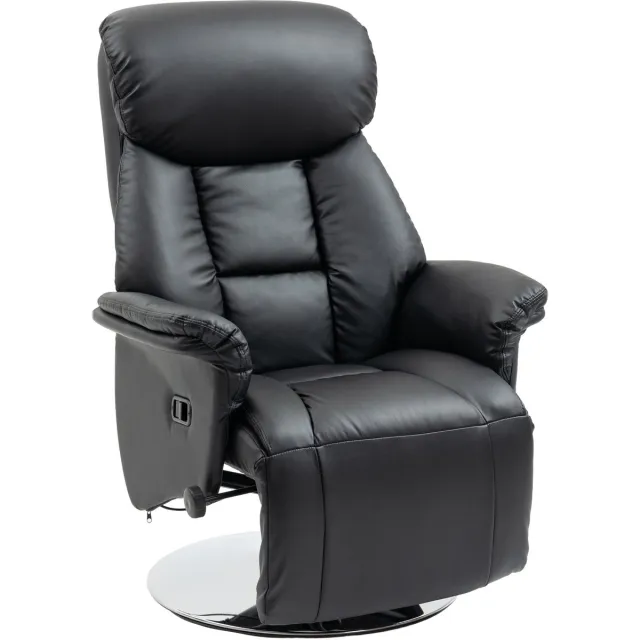 Homcom Relaxfauteuil verstelbaar en draaibaar met voetsteun - Tv-fauteuil - Zwart Schwarz