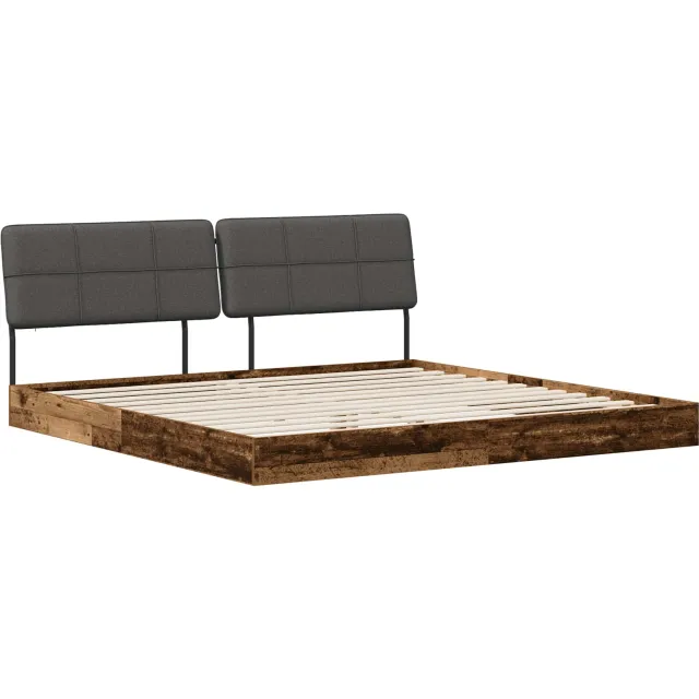 vidaXL Tweepersoonsbed met hoofdbord Oud hout en donkergrijs Bruin