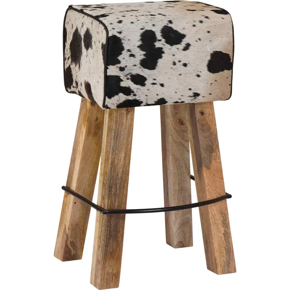 vidaXL Barkruk 2 st Zwart en Wit 44 x 33 x 74 cm Echt Leer