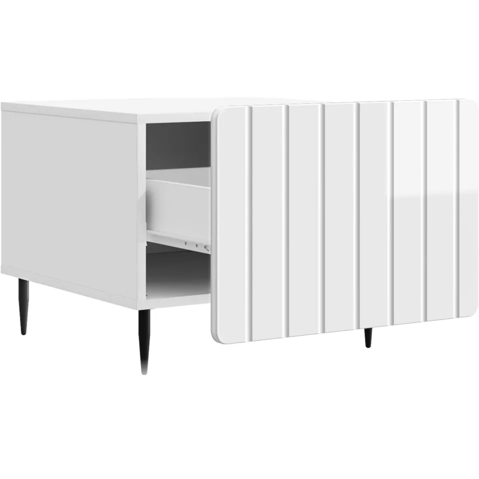 vidaXL Salontafel met lade Hoogglans Wit 49 x 50 x 42 cm Bewerkt hout, foto 3