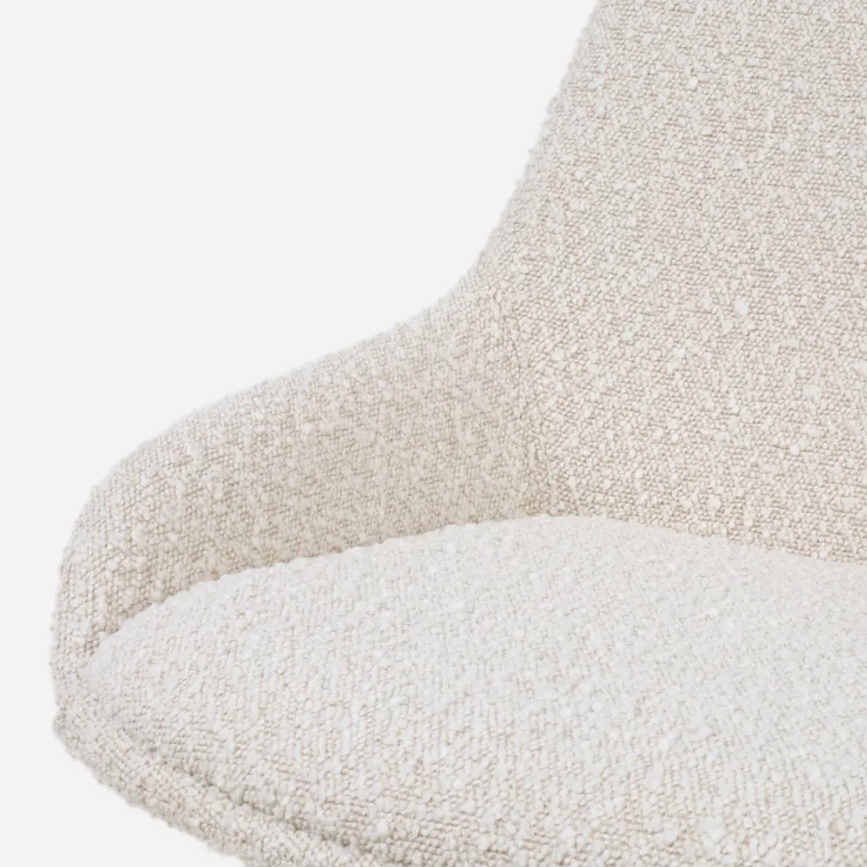Nolon Niva-Isa draaibare tulp eetkamerstoel bouclé beige - beige onderstel, foto 5