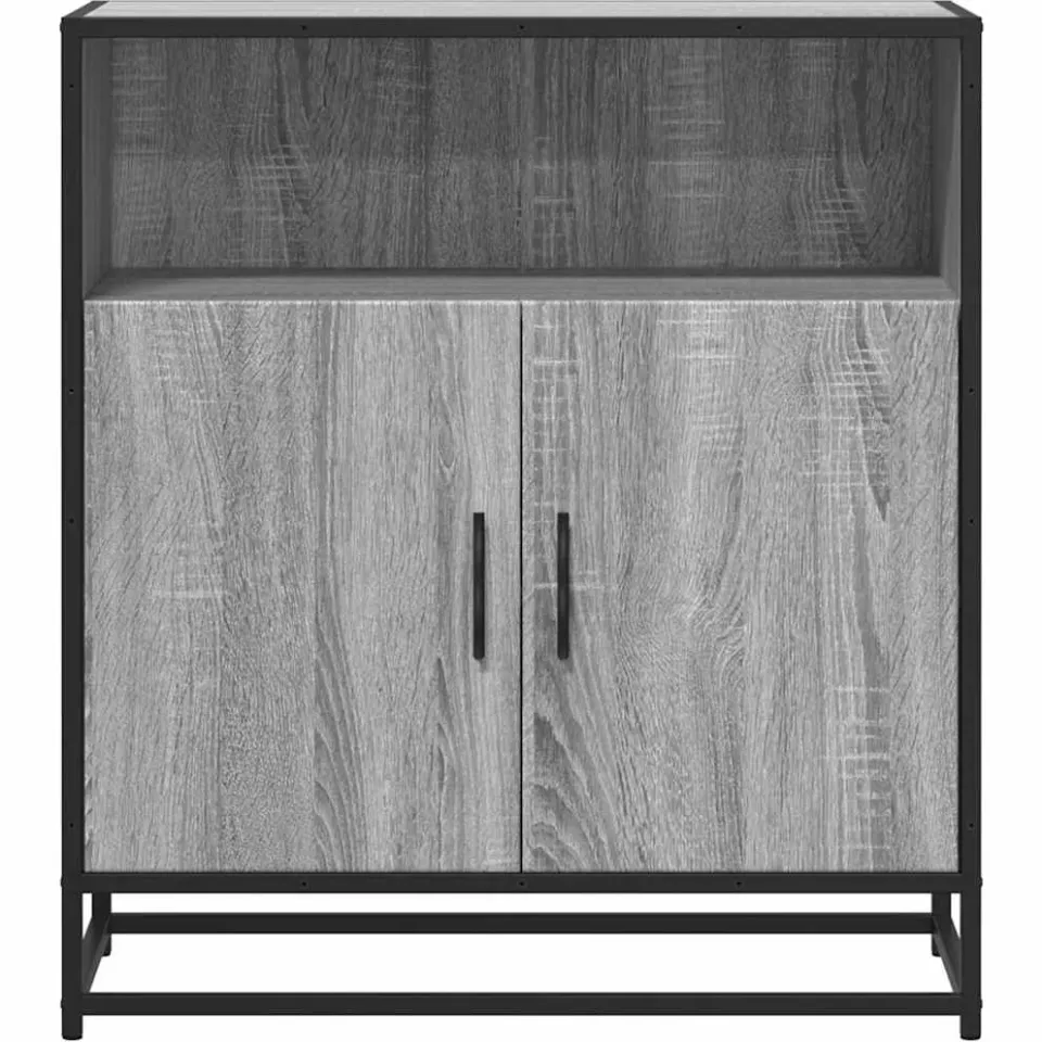 vidaXL Dressoir 68x35x76 cm bewerkt hout grijs sonoma eikenkleurig, foto 4