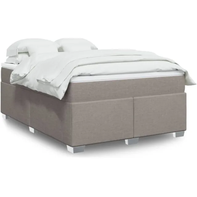 vidaXL Boxspring met matras stof taupe 140x190 cm