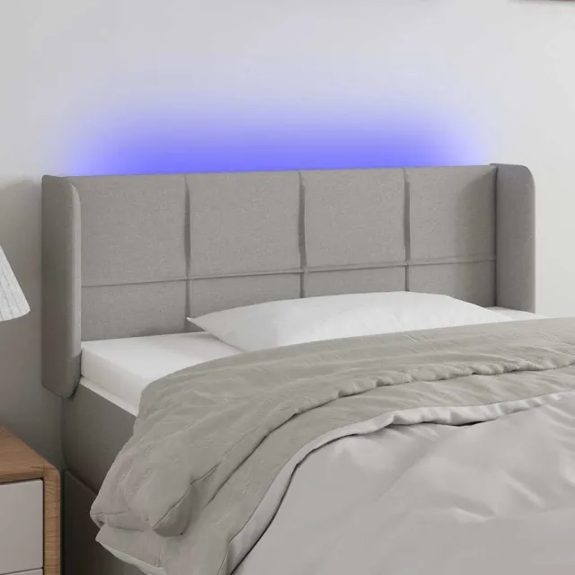 vidaXL Hoofdbord LED 103x16x78/88 cm stof lichtgrijs grijs