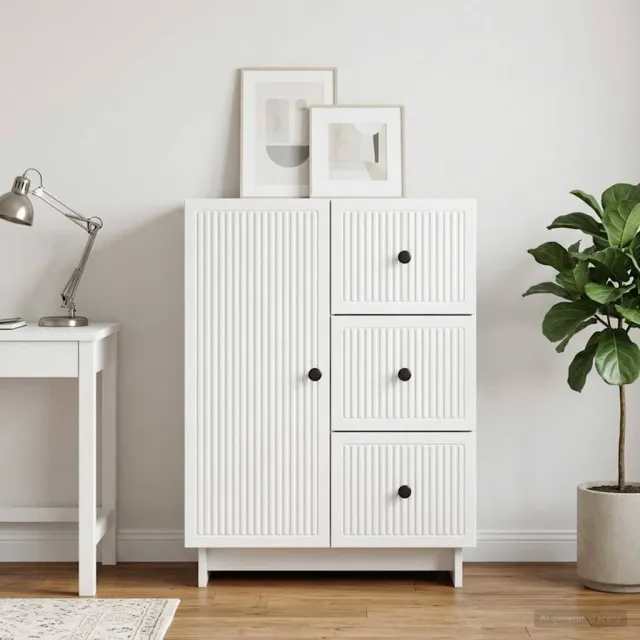 vidaXL Dressoir met lade Hoogglans Wit 66 x 34,5 x 90 cm Bewerkt hout