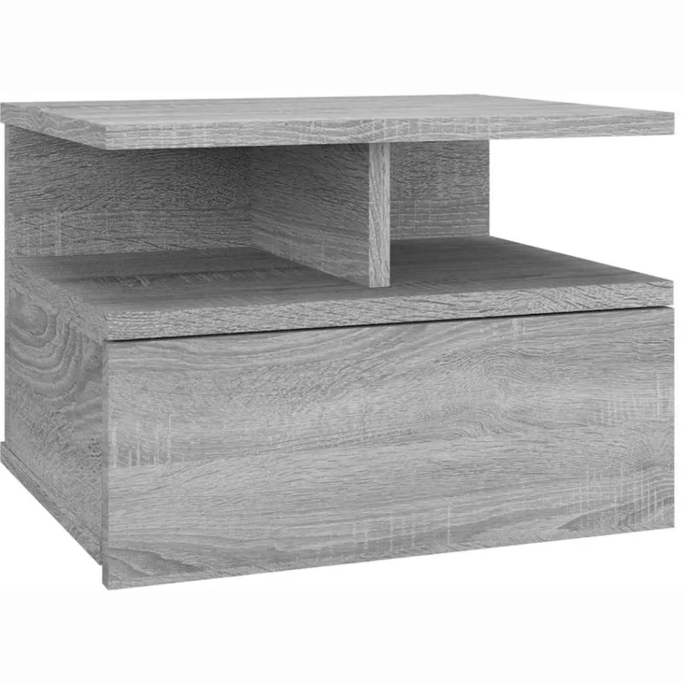 vidaXL Nachtkastjes 2 st zwevend 40x31x27 cm bewerkt hout grijs sonoma