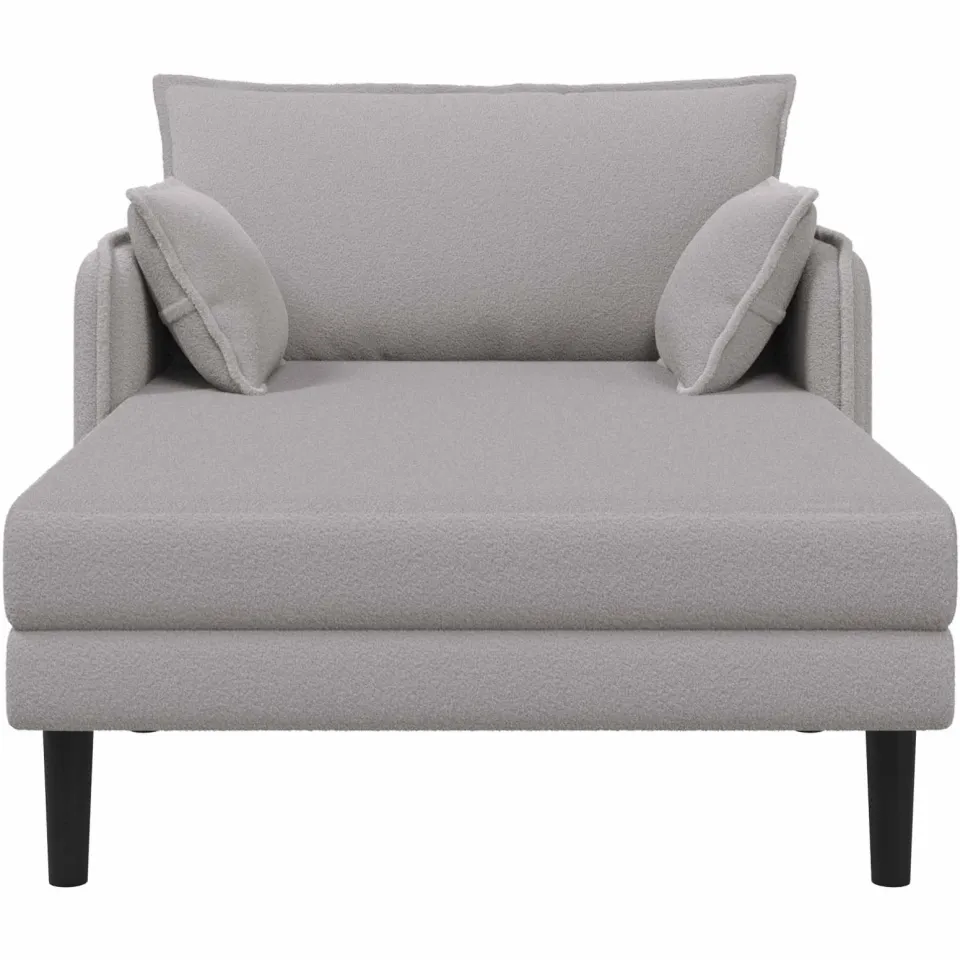 vidaXL Grote chaise longue Lichtgrijs Bouclé