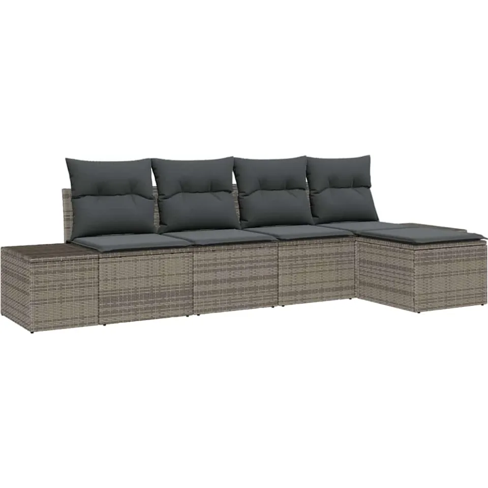 vidaXL Tuin Sofa Set 5 st Grijs poly rattan