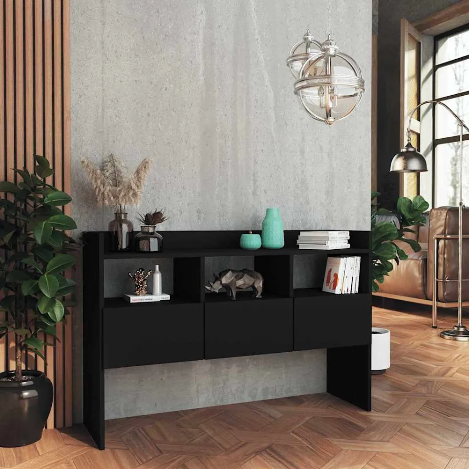 vidaXL Dressoir 105x30x70 cm bewerkt hout zwart, foto 2