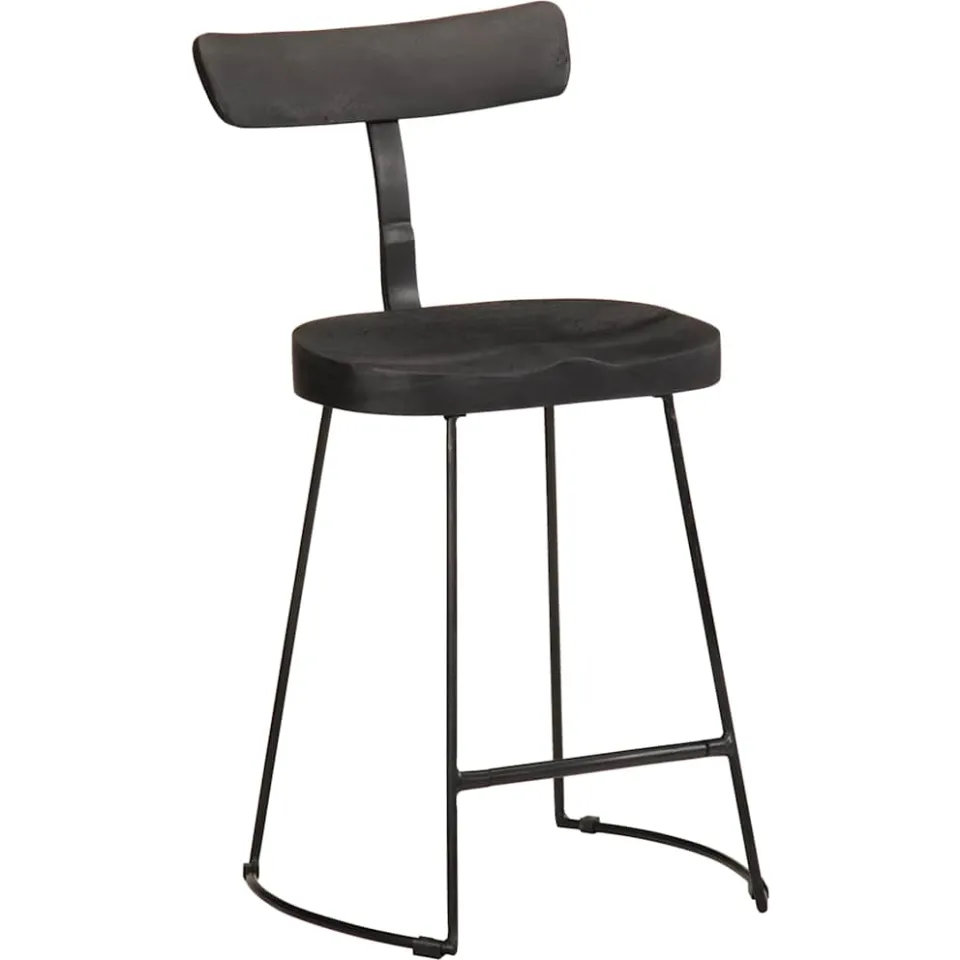 vidaXL Barkrukken 2 st 49x43x79 cm massief mangohout zwart, foto 3