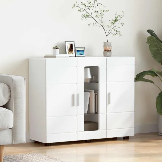 vidaXL Dressoir FLORIN 88,5 x 30,5 x 73 cm Wit Bewerkt hout