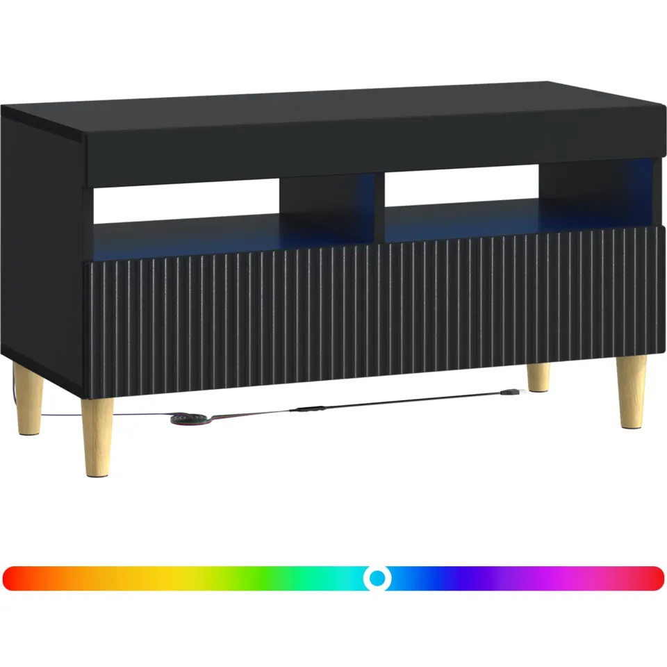 vidaXL LED tv-meubel ARNHEM 81 x 35 x 43 cm Zwart Bewerkt hout, foto 3