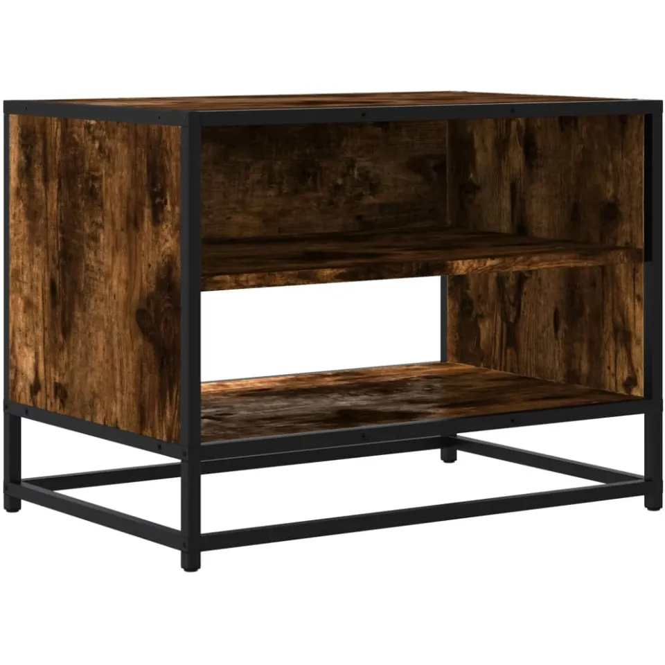 vidaXL Tv-meubel 61x40x46 cm bewerkt hout metaal gerookt eikenkleurig Bruin
