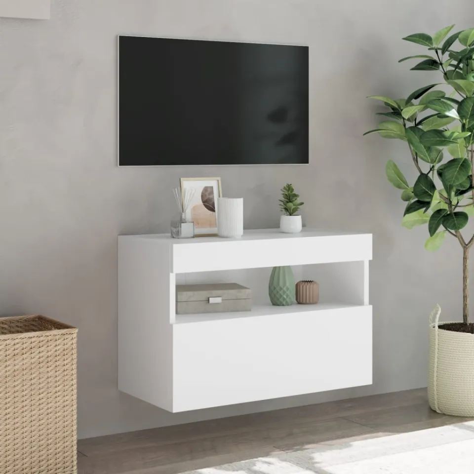 vidaXL Tv-wandmeubel met LED-verlichting 60x30x40 cm wit, foto 4