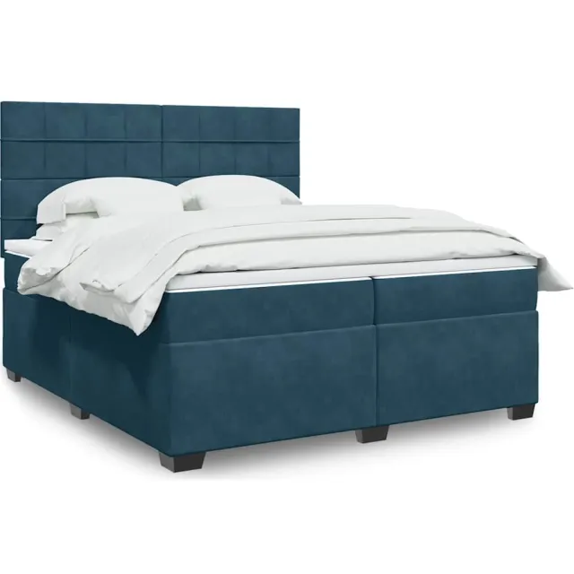 vidaXL Boxspring met matras fluweel blauw 200x200 cm