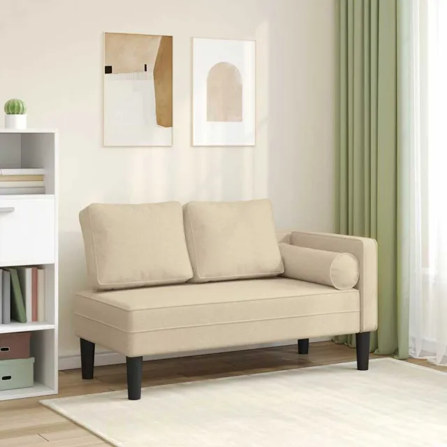 vidaXL Chaise longue met kussens kunstleer crème, foto 2