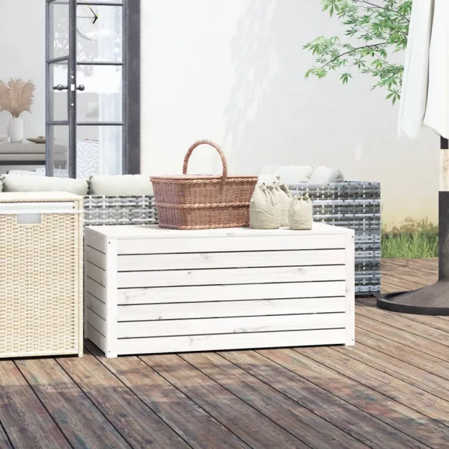 vidaXL Tuinbox 101x50,5x46,5 cm massief grenenhout wit, foto 2
