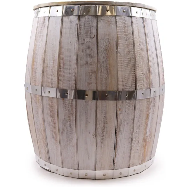 Ancient Wisdom Biervat tafel in albasia-hout - whitewash - handgemaakt - premium hout multicolor