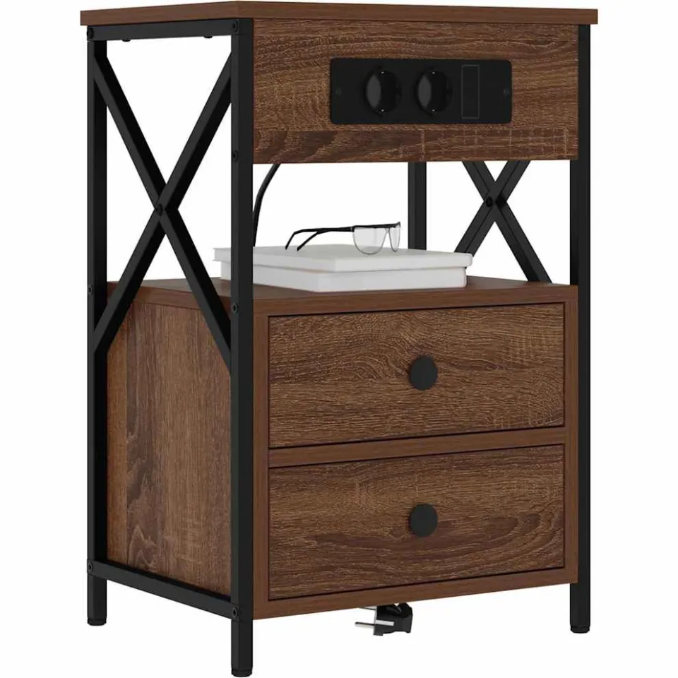 vidaXL Nachtkastje 2 st Bruin Eiken 40 x 31 x 60 cm Bewerkt hout