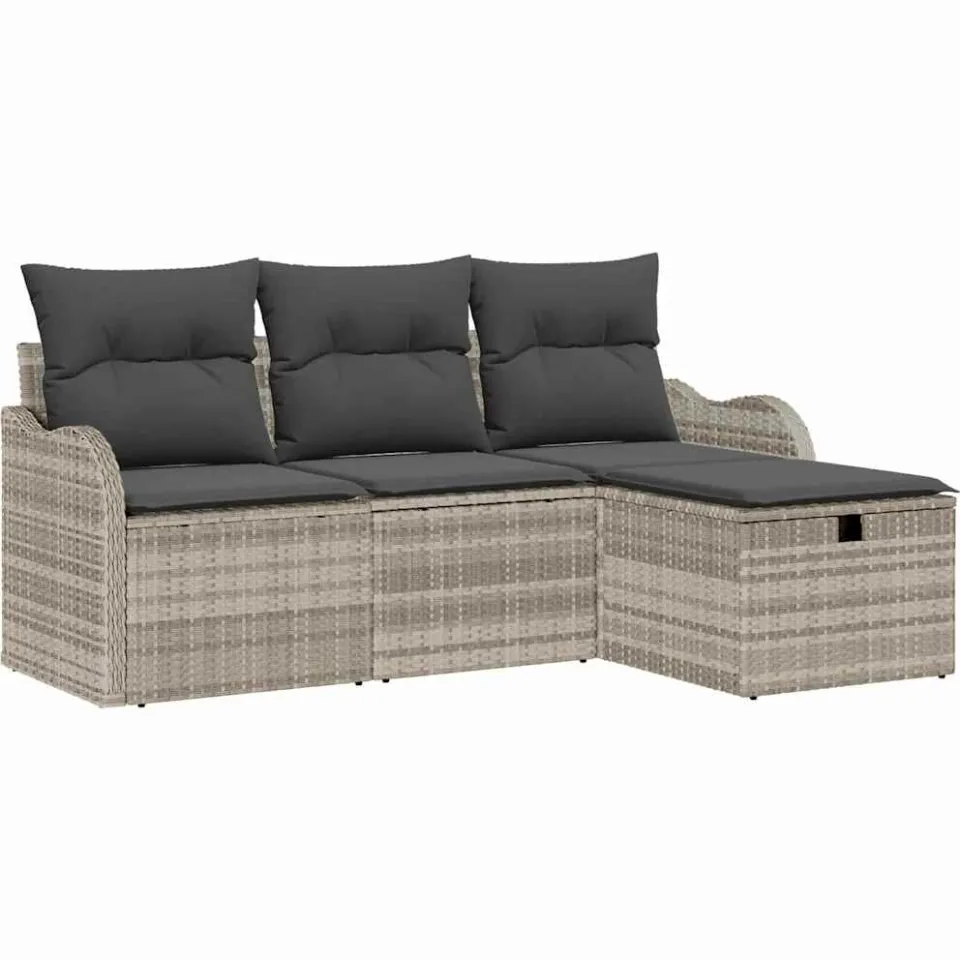 vidaXL Tuin Sofa Set 4 st Poly riet bruin, foto 4