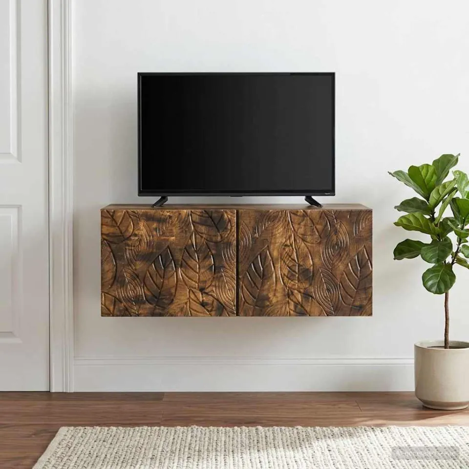 vidaXL Wandbeugel TV-kast 59,5 x 31 cm Gerookt eiken Bewerkt hout, foto 2