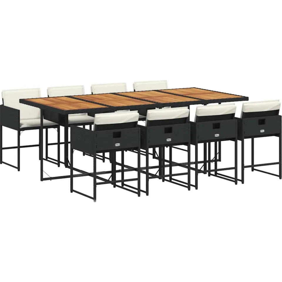 vidaXL 9-delige Tuinset poly rattan zwart, foto 4