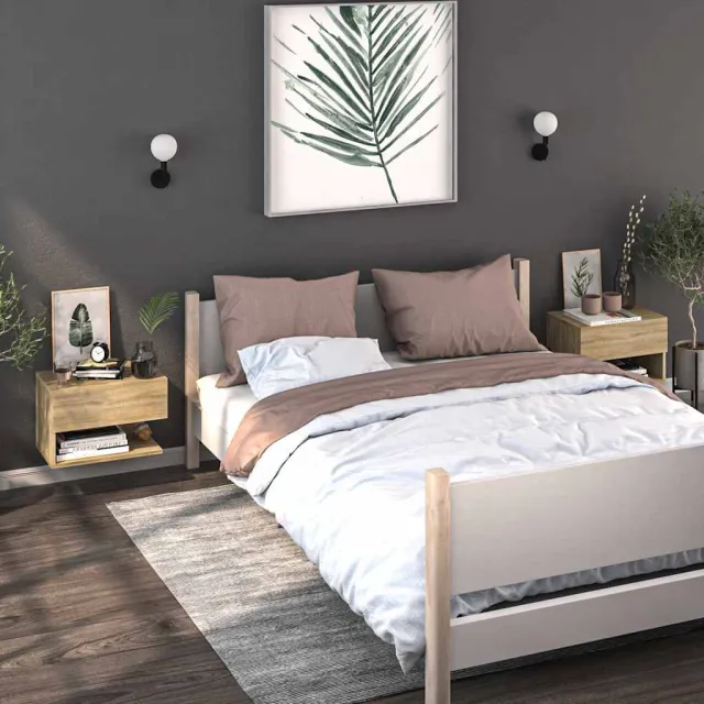 vidaXL Nachtkastjes 2 st wandgemonteerd sonoma eikenkleurig, foto 2