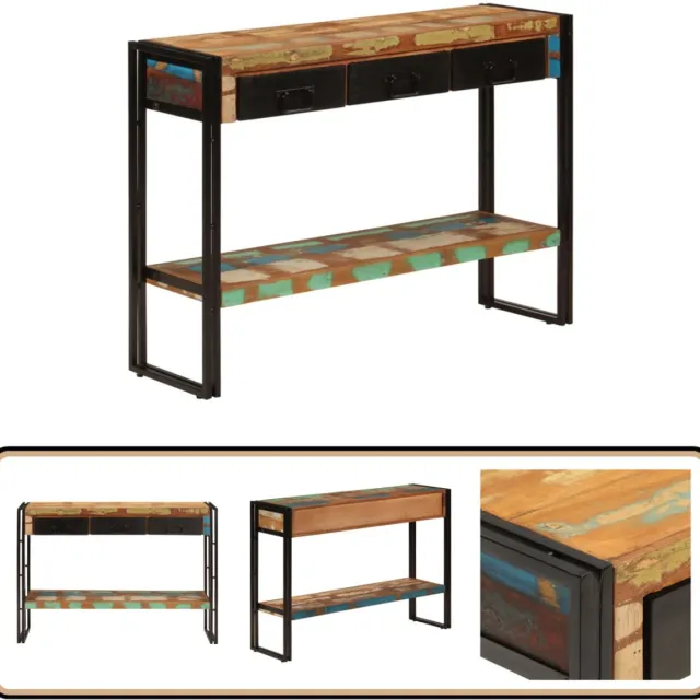 vidaXL Wandtafel - 110x30x76 - cm - massief - gerecycled - hout Zwart
