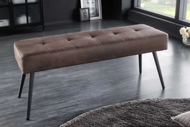 Invicta Interior Design bank BOUTIQUE 100cm bruin microvezel zwart metalen poten gestoffeerde bank - 44243 Zie omschrijving