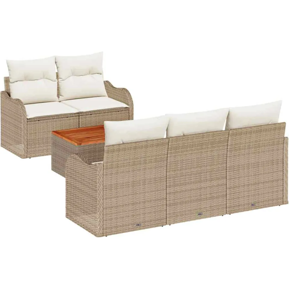 vidaXL Tuinbankenset 6 st Beige poly rattan