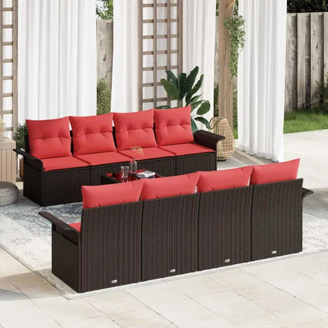 vidaXL Tuin Sofa Set 9 st Bruin poly rattan