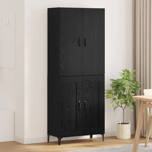 vidaXL Highboard Zwart Eiken 69,5 x 34 x 180 cm Bewerkt hout, foto 2