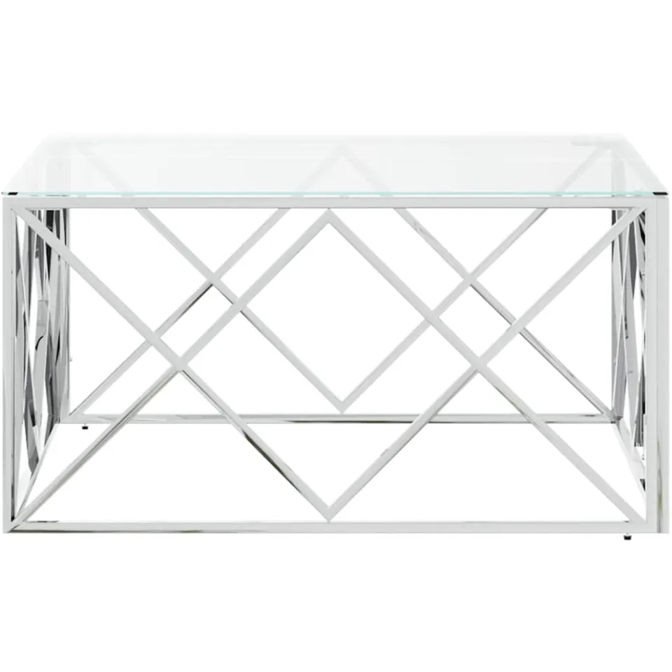 vidaXL Salontafel 80x80x40 cm roestvrij staal en glas, foto 4