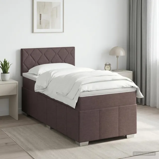 vidaXL Boxspringbed met matras Donkerbruin 90 x 200 cm Stof