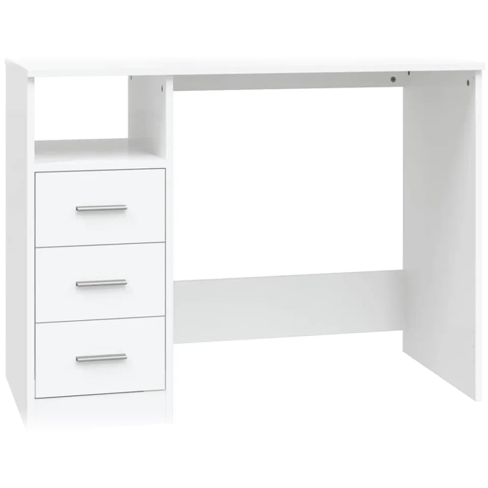 vidaXL Bureau met lades 102x50x76 cm bewerkt hout wit